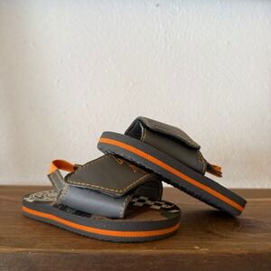 U.S. Polo Assn. Toddler‎ Slide Sandals Size 5/6 Gray Orange Camo Hook Loop